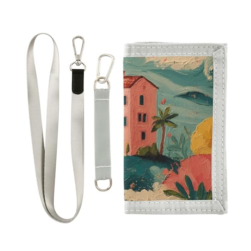 FOLIOSA Painting House Kids Wallet for Boys Girls Youth, Compact Fabric 4.9×2.9 in