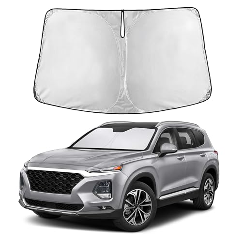 Image of Autovir Windshield Sun Shade Fit for 2013-2016 2017 2018 Hyundai Santa Fe | Sunshade, Front Car Window Shades Sun Visor, Blocks UV Rays & Heat, Car Accessories