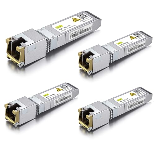 Image of 10Gtek ๐ด๐ฌ-๐ ๐ฒ๐๐ฒ๐ฟ ๐๐ข๐ช ๐ฃ๐ข๐ช๐๐ฅ 10GBase-T SFP+ to RJ-45 Transceiver, RJ45 to SFP+ Copper Ethernet CAT.6a Module, for Cisco SFP-10G-T-80, Ubiquiti UniFi, D-Link and More, Pack of 4