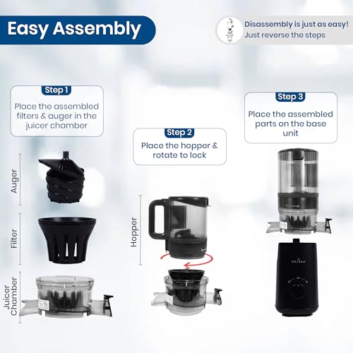 Image of SOLARA Cold Press Juicer for Home With Automatic Fruit Cutting, Masticating Juicer Machine (10% More Juice), All-in-One Cold-Press Juicers, Slow Juicer for Fruits & Vegetables, Black