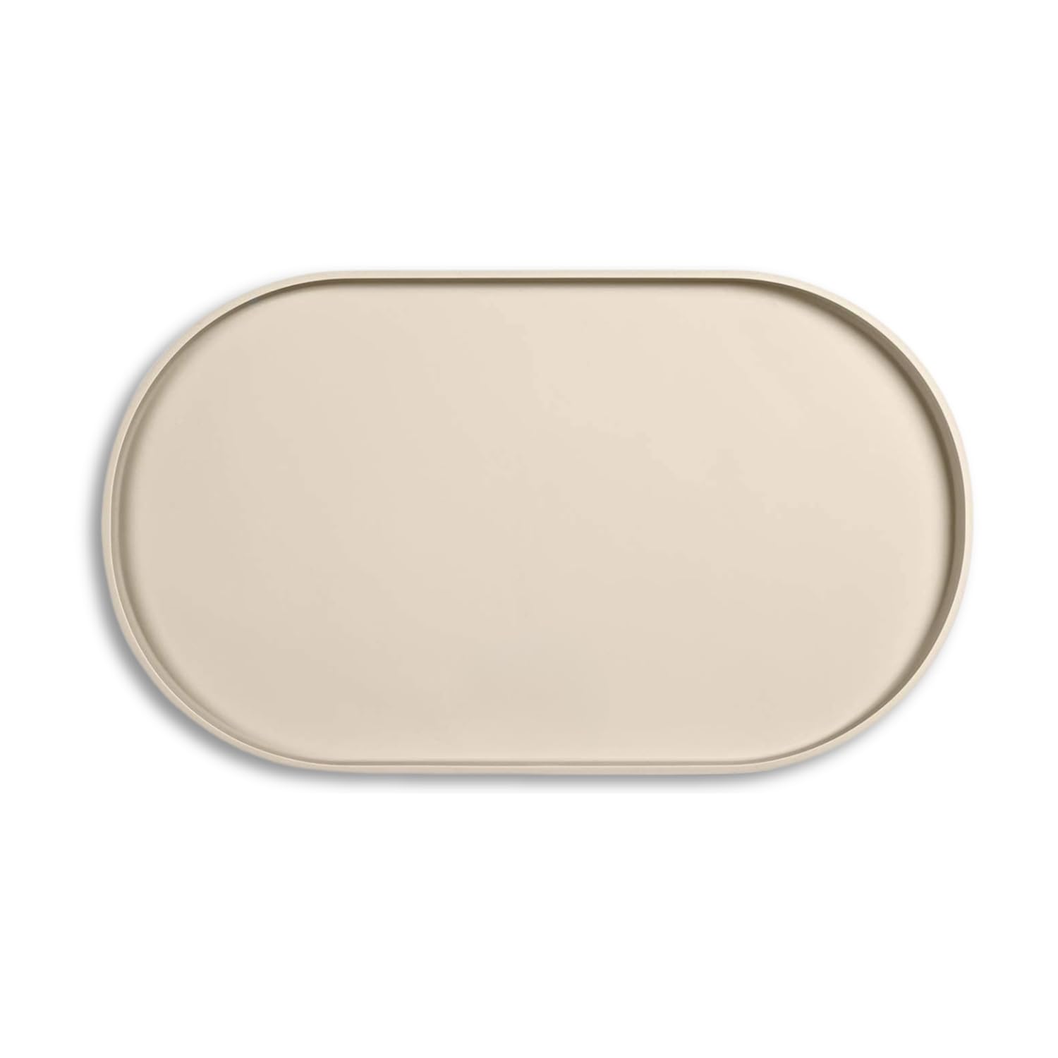 Napfunterlage Hund,BPA-Freie Silikonmatte mit Rand Gummi-Hundenapf Unterlage für Futter- und Wassernäpfe,Beige Oval Stilvolle Minimalistische Haustiermatte,48L*28B*1.5H cm Hält Zwei Hundenäpfe