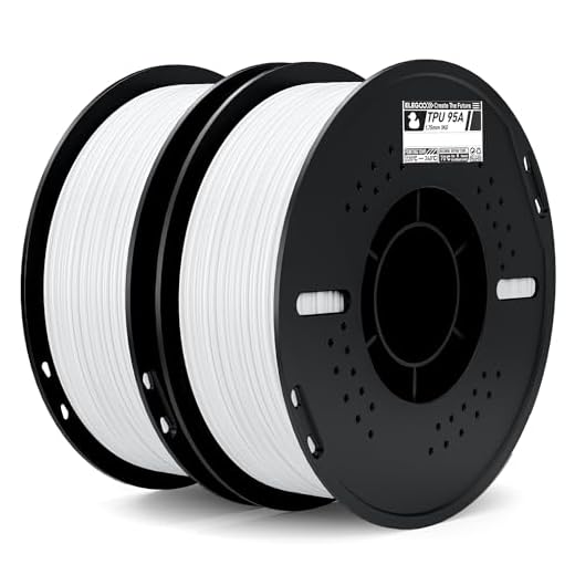 ELEGOO TPU Filament 1.75mm White 2KG, 95A Flexible Soft 3D Printing Filament 2pcs 1KG Spool(2.2lbs) Fits for Most FDM 3D Printers