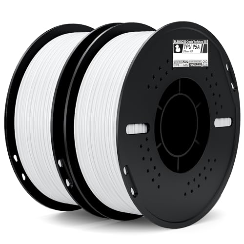 Image of ELEGOO TPU Filament 1.75mm White 2KG, 95A Flexible Soft 3D Printing Filament 2pcs 1KG Spool(2.2lbs) Fits for Most FDM 3D Printers
