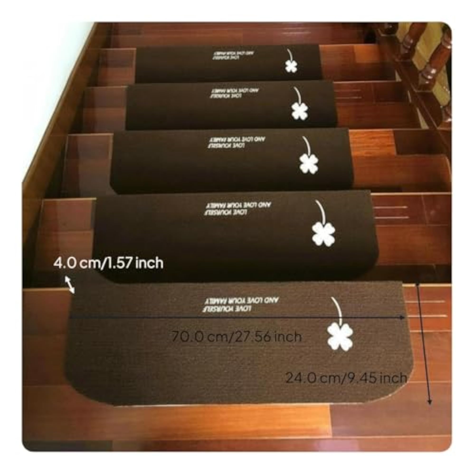 Non-Slip Backing Marble Stair Steps Soft Mat Luminous Coffee Clover 70X24Cm