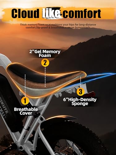 Image of Electric Dirt Bike Adults, 1300W Peak 52V20.8Ah ebike, 20+MPH 20 inch x4.0 Fat Tire, Streamlined E-Motorcycle with 7 Speeds for Youths, V200，White Standard
