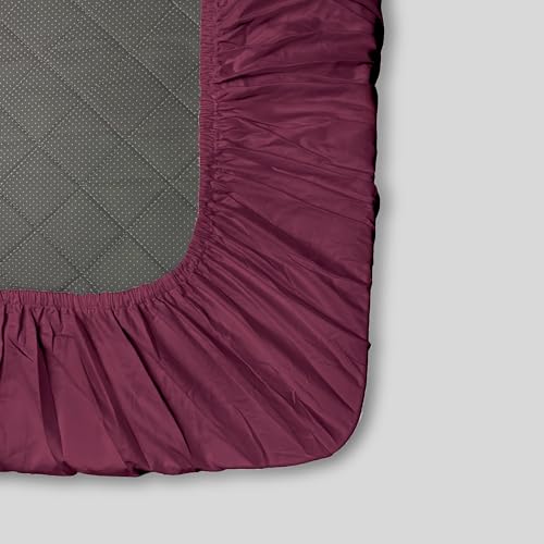 Image of Stoa Paris 350TC Luxstre Cotton Double Fitted Bedding Set with 2 Pillow Covers, All-Around Elastic Fitted Bedsheet 152cm x 198cm + 30cm Drop, All Season Comfort, Breathable, Panache - Maroon