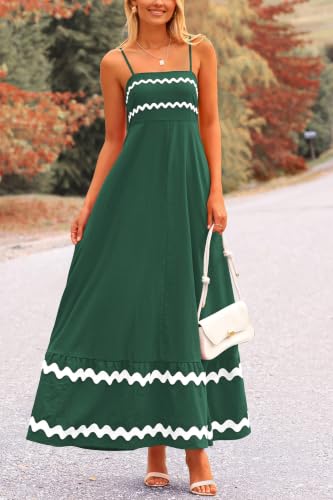 Image of PRETTYGARDEN Women's 2026 Summer Flowy Maxi Dress Casual Sleeveless Spaghetti Strap Ruffle Beach Long Dresses
