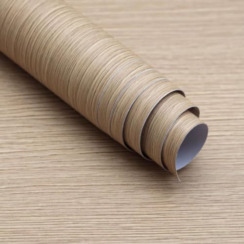 Image of WISDOM Texture Wood Grain Peel and Stick Wallpaper, Thick Waterproof Vinyl Contact Paper, Removable Self-Adhesive Cabinet Wallpaper for Kitchen, Bathroom & Furniture, 12 x 48 in, Mocha Wood