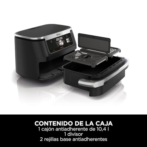 Ninja Foodi FlexDrawer Freidora de aire con compartimento doble, 10,4 l, 7 en 1, no usa aceite, con divisor de cestas extraíble, piezas antiadherentes y aptas para lavavajillas, en negro, AF500EU - imagen 2
