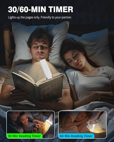 Image of Reading Light, Book Lights for Reading in Bed, Rechargeable Reading Lamp with 2 Timing Modes, 3 Color Modes & 5 Brightness Dimmable, Great Gifts for Kids, Nighttime Readers(White)
