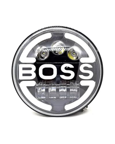 Generico Faro Full LED 12V 24V Marcia Diurna 7000Lm Indicatore Tondo Faro di profondità 7 Pollici per Moto Auto IP67 18Cm Luce Bianca Gialla Rossa