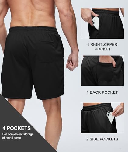 ZITY 7” Inseam Mens Athletic Running Shorts Mesh Quick Dry Gym Shorts Black - image 7