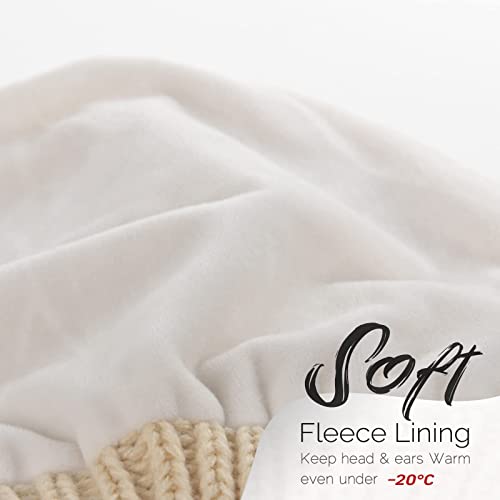 Furtalk Knit Beanie Hats For Women Men Fleece Lined Ski Skull Cap Slouchy Winter Hat Beige #TOP2