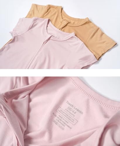 Teach Leanbh Unisex Baby 2 Pack Bamboo Viscose Pajamas Short Sleeve 2 Way Zipper Romper Jumpsuit Sleep and Play2