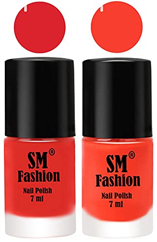Image of Long Lasting Nail Polish | Nail Paint Combo 7 ml Each) - Set of 2 Candy Orange-Light Orange