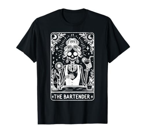 Bartender Tarot Card Skeleton Cocktail Witchy Vibes Alcohol T-Shirt