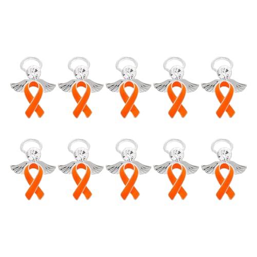 Image of 1 /2 /5 /10 /25 /50pcs Orange Ribbon Awareness Pins for Kidney Cancer, Leukemia, Multiple Sclerosis, Hunger, Gun Violence /Mass Shooting Awareness - Perfect for Support Groups, Gift-Giving, and Fundraisers