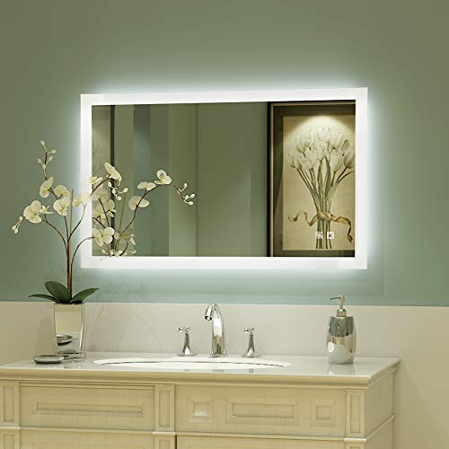 ExBrite 40 x 24 inch Backlit LED Lighted Bathroom/Vanity Mirror+Anti Fog+Dimmable+Touch Button+Slim+90 CRI+Waterproof IP44+Vertical & Horizontal Wall Mounted Way