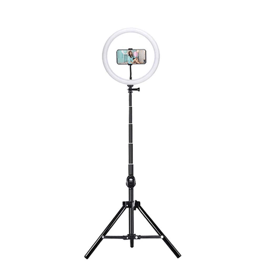 Ring Light Live Fill 10 Pollici Ring Beauty Lamp LED Bluetooth Selfie Telecomando Treppiede Telescopica Fotografia Light per Ritratto Video Trucco (Nero, 36x8x36cm)