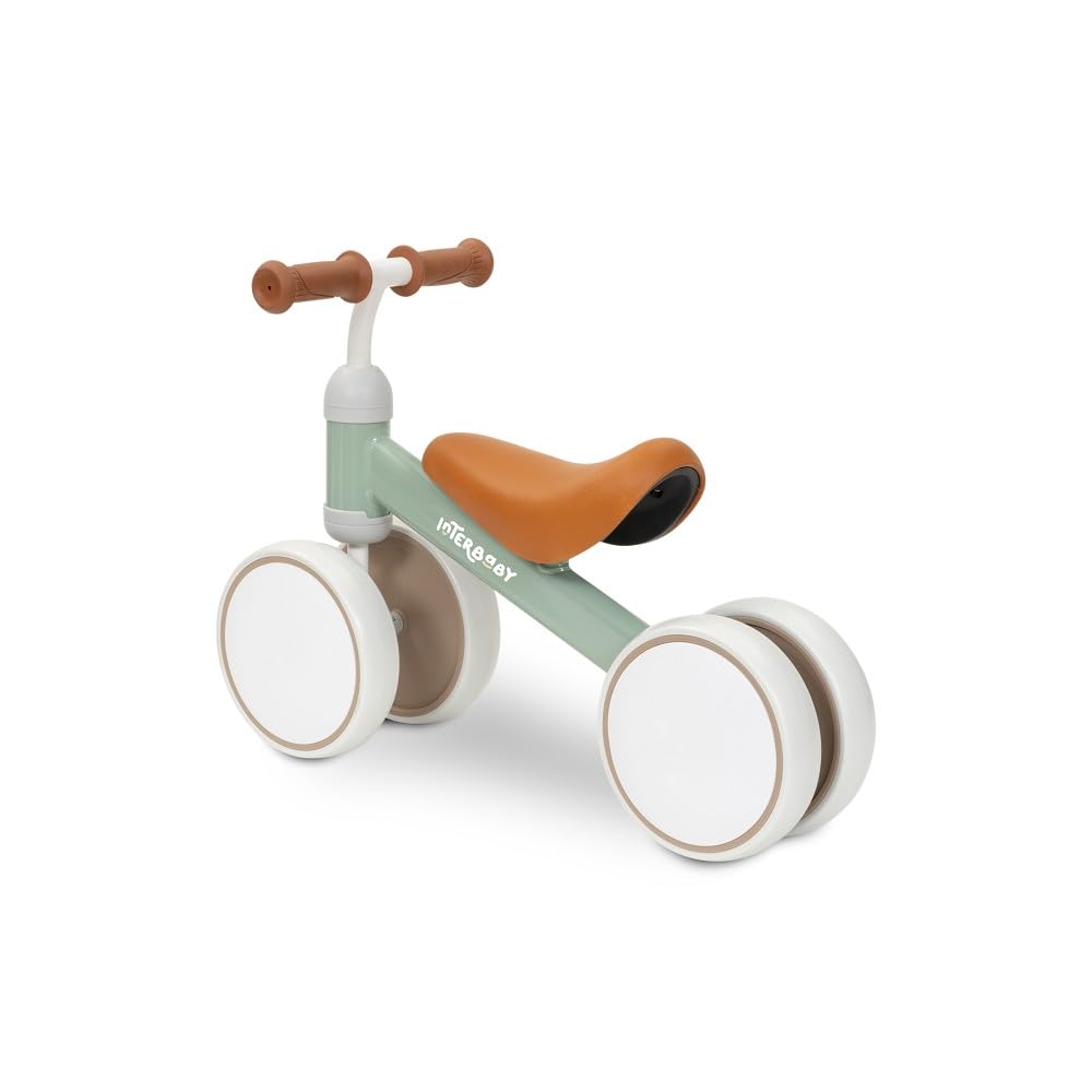Interbaby Bicicleta sin Pedales Bebé 1 a 3 Años - Bicicleta de Equilibrio para Niños 12-36 Meses, Correpasillos Bebé Seguro 4 Ruedas, Primera Bici Niño 1-2 Años, Regalo Bebé 1 Año (Verde)