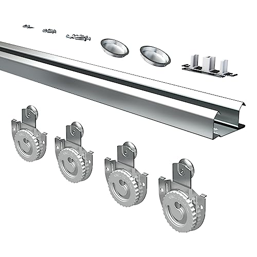 SongYung Bypass Sliding Door Hardware 60', Bypass Wardrobe Closet Door Track Set, Smoothly and Quietly, for 2 Door System