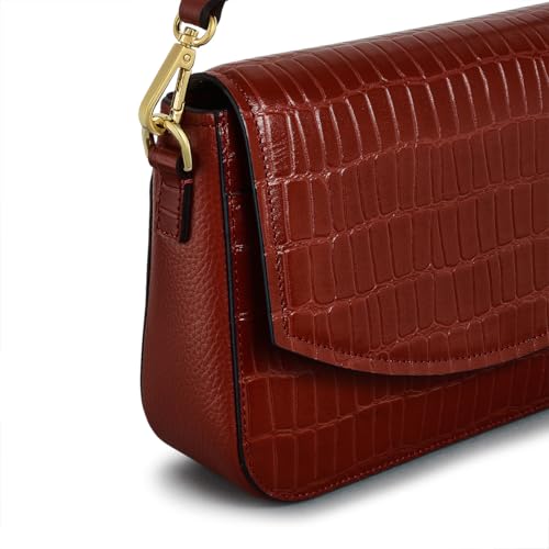 RADLEY London River Road - Faux Crocodile Women's Small Leather Flapover Crossbody Bag, Rust3