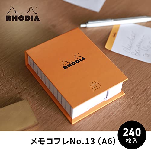 RHODIA 194052C, Memo Pad Box N°13 Orange, A6 11.5 x 16 cm, 5/5 (Small Squares), 240 Sheets 80g/m, Practical and Compact - Image 3