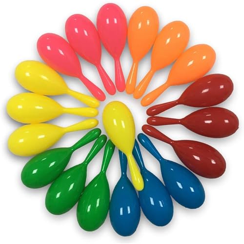 GuassLee 24 Pack Mini Maracas Shakers, 6 Colours Plastic Noisemakers for Birthday Christmas Party Favours Cinco de Mayo Mexican Fiesta Decoration