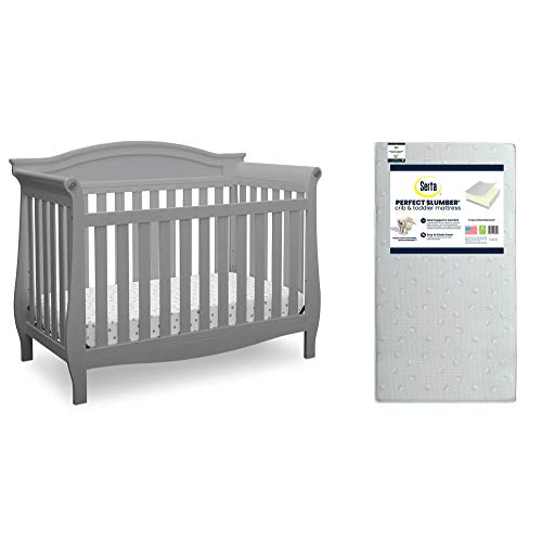 Delta Children Lancaster 4-in-1 Convertible Baby Crib, Grey + Serta Perfect Slumber Dual Sided Recycled Fiber Core Crib and Toddler Mattress (Bundle) Delta Children Lancaster 4-in-1 Convertible Baby Crib, Grey + Serta Perfect Slumber Dual Sided Recycled Fiber Core Crib and Toddler Mattress (Bundle)