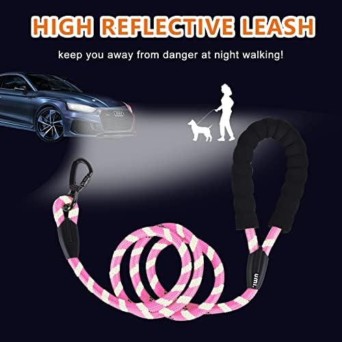 Amazon Brand - Umi Dog Leash, 5 FT Durable Nylon Dog Leash with Comfortable Padded Handle, Highly Reflective Threads for Small and Medium Dogs