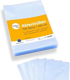 perfect line  100 koszulek DIN A4 przezroczystych, groszkowanych, odpornych na uszkodzenia dokumentów