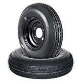 Garvee 2-Pack 4.80-8 4.80x8 480-8 Trailer Tires with 8' Rims, 4 Lug on 4' Bolt Pattern 6PR Load Range C, Heavy Duty 4.80x8 480-8 Tires for Utility, Boat, Camper, Cargo Trailers