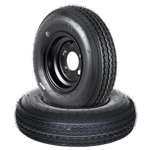 Garvee 2-Pack 4.80-8 4.80x8 480-8 Trailer Tires with 8" Rims, 4 Lug on 4" Bolt Pattern 6PR Load Range C, Heavy Duty 4.80x8 480-8 Tires for Utility, Boat, Camper, Cargo Trailers