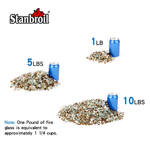 Stanbroil 10-Pound 1/4 Fire Glass Blended Gold, Light Green, Copper Reflective for Indoor and Outdoor Gas Fire Pits and Fireplaces