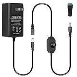 12V 3A Power Adapter,36W AC 100-240V to DC 12V Transformers Converter with Dimmer Switch,12Volt 3Amp Power Supply Charger with 5.5mmx2.1/2.5mm DC Output Jack for LED Light LCD Monitor[UL Listed]