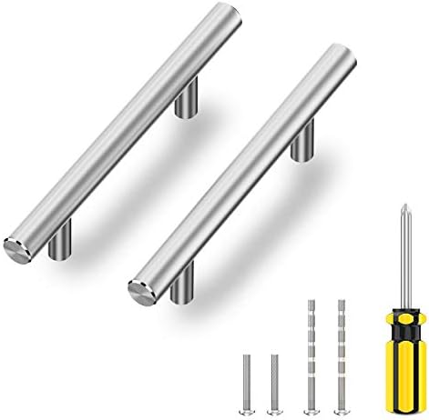 NISUOIEN 30 Pack - 3" Hole Center Cabinet Handles Pulls for Kitchen Stainless Steel Brushed Nickel Drawer Pulls (5" Length, 3" Hole Center)