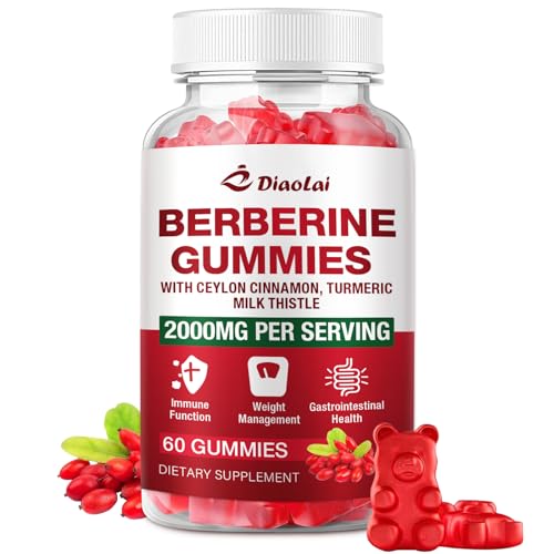 Berberine Gummies 2000mg - Natural Organic Berberine HCL Supplement - Vegan Non-GMO Gluten-Free - Delicious Raspberry Flavor - 60 Count