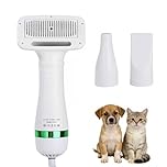 Dog Grooming Dryer, Pet Hair Dryer with Slicker Brush 2-in-1 for Dogs and Cats, Lightweight, Quiet, Adjustable Temp Perfect for Small to Medium Pets