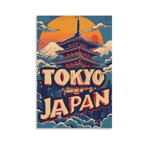 Kaedh Japon Poster Tokyo - Póster de lienzo para decoración de pared, póster e impresiones modernas para dormitorio familiar, 60 x 90 cm, estilo sin marco