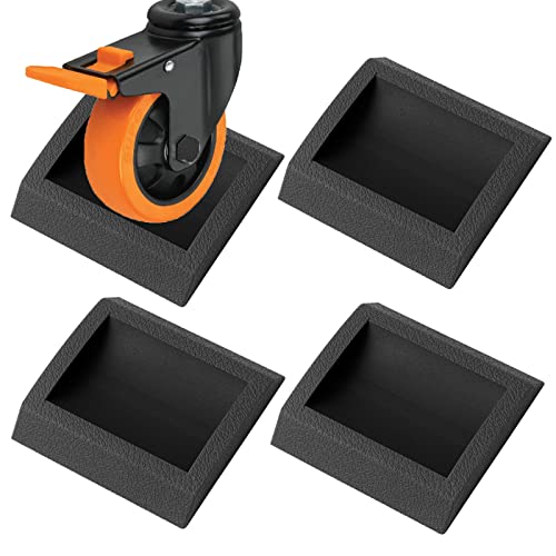 Bed Stoppers Furniture Stopper 4 Pack Wheel Stoppers Furniture Caster Cups - Premium Solid Rubber Caster Cups Furniture Cups Fits to All Floors & Wheels of Sofas Beds Chairs Prevents Scratches