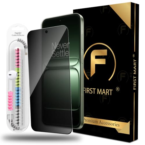 Image of FIRST MART Privacy Tempered Glass for OnePlus 13s & Oneplus 13T with Cable Guard & Installation Kit | Anti-Spy 9H Screen Protector, Edge-to-Edge, Case-Friendly | Black
