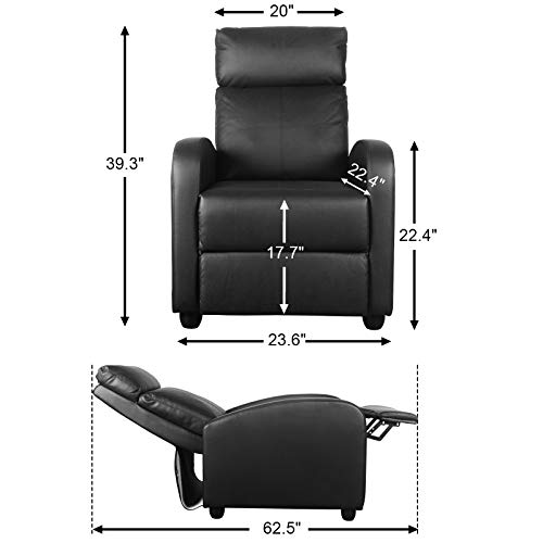 Polar Aurora Massage Recliner Chair Pu Leather Vibratory Massage Function Theater Chair Ergonomic Lounge For Living Room(Black) #TOP7