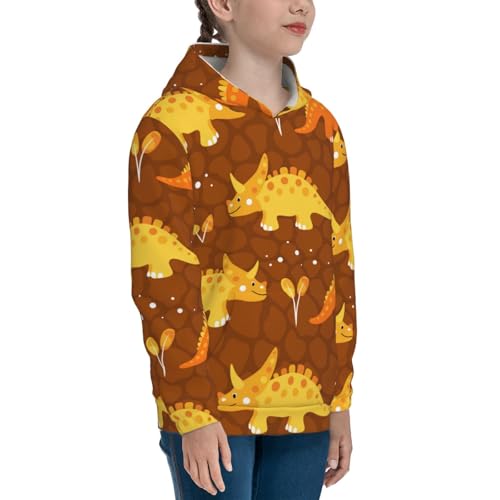 Dinosaurs and Leaves Kids Pullover Hoodies Boys Sweatshirts Girls Athletic Clothes with Pocket3