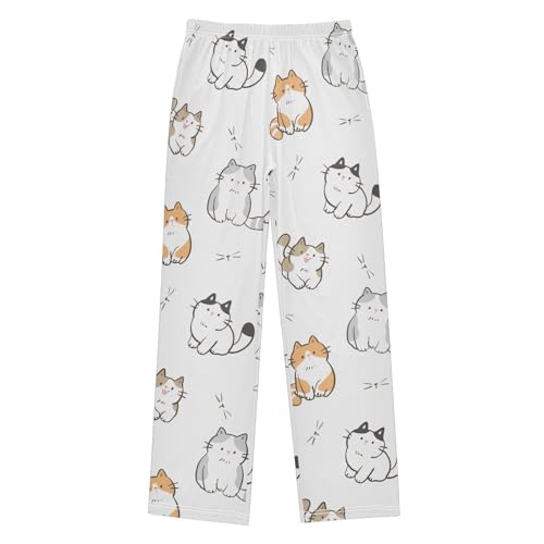 Boys' Pants Cute Cartoon Cat Long Bottoms Jogger Pants Elastic Waist Trousers with Pockets S-XL