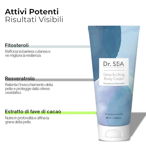 Dr. Sea - Crema Corpo Detox & Lifting Con Resveratrolo & Fitosteroli - Rassoda, Protegge & Rigenera - Pelle Più Soda & Tonificata - 200 Ml - 3