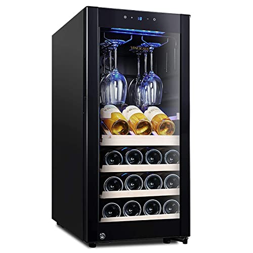 15 Bottle Wine Cooler 90 liters Silent Shock Absorption Light Blocking Air Cooled Without Frost Built in or Freestanding Wine Refrigerator with Compressor Cooling System