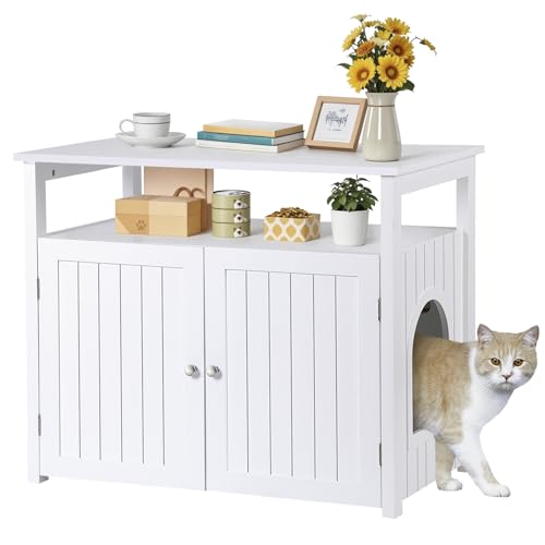 ZENY Cat Litter Box Enclosure, Cat Litter Box Furniture Hidden wi...