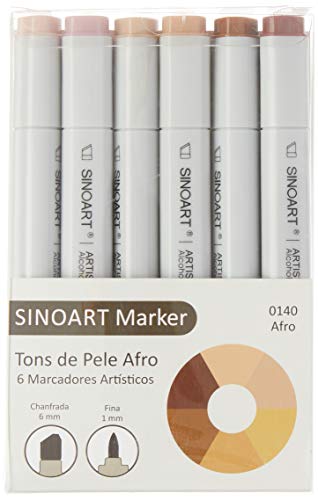 Sinoart Marcador Artístico Marker, 6 Tons Pele Afro