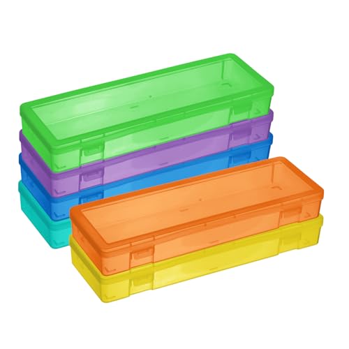 novelinks Small Plastic Storage Box Containers with Latching Lids - Craft Organizers and Storage Stackable Storage Organizer (6 Pack Large -Color)
