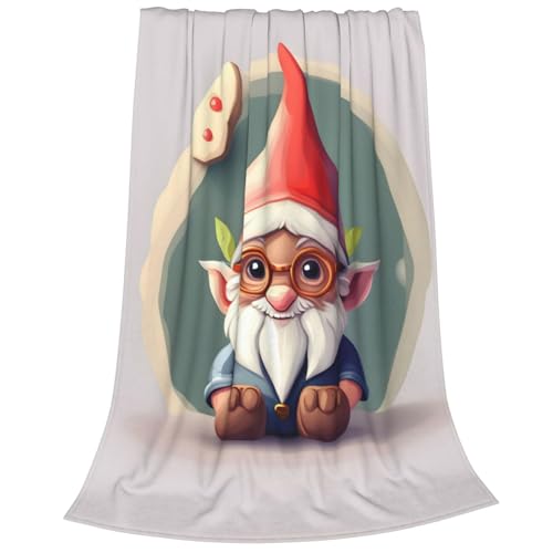 Couverture polaire douce pour lit, plaid chaud imprimé nain
